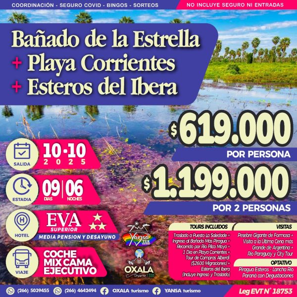 Bañado de la Estrella + Playa Corrientes + Esteros del Iberá